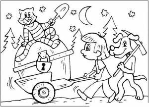 Раскраски дядя, Раскраска Кот матроскин пес шарик и дядя федор нашли клад раскраски простоквашино