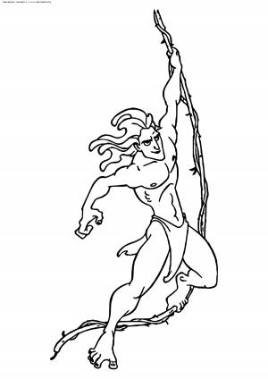 Раскраска Тарзан на лиане