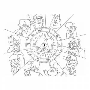 Раскраска Герои Гравити Фолз