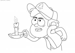 Раскраска Диппер со свечой