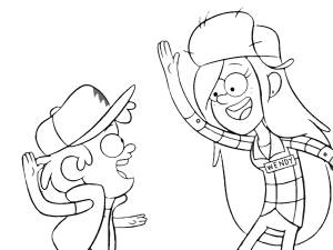 Раскраска Гравити Фолз Диппер и Венди