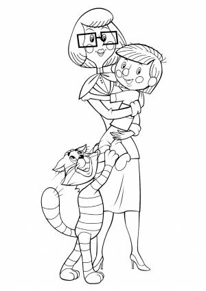 Раскраска «Мама, Дядя Фёдор и кот Матроскин»