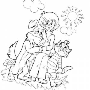 Раскраска дядя федор пес и кот