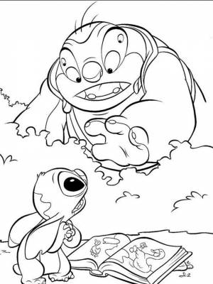 Раскраска Лило и Стич  картинку для девочек