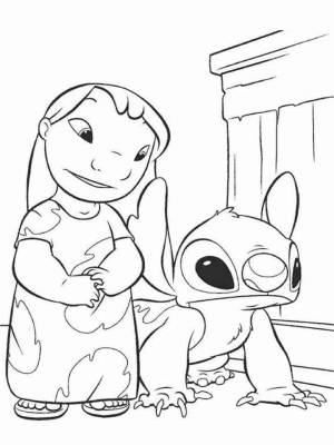 Раскраска Лило и Стич  онлайн