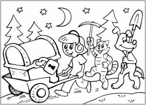 Раскраски Раскраска Кот матроскин пес шарик и дядя федор нашли клад