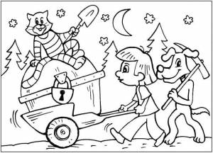 Раскраски Раскраска Кот матроскин пес шарик и дядя федор нашли клад