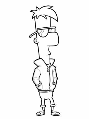 Раскраска Финес и Ферб  листе  для мальчиков