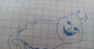 Попытался нарисовать чеширского кота без всякого умения рисовать