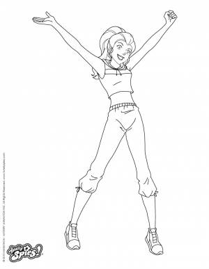 Раскраски Тотали Спайс, Сэм в спортивном наряде