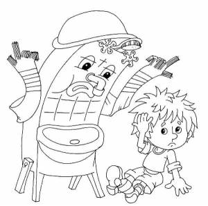 Раскраски Раскраска Мойдодыр и мальчик мойдодыр