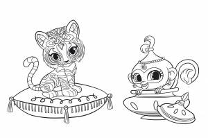 Раскраски принцесса шиммер и шайн