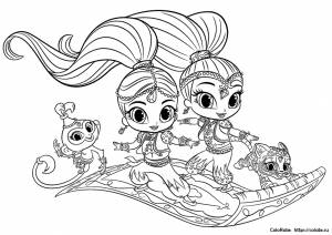 Раскраска Полет на ковре-самолете