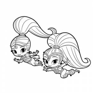 Раскраска Шиммер и Шайн в полете