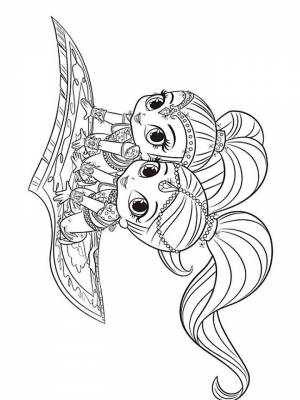 Раскраска Шиммер и Шайн  картинку для девочек