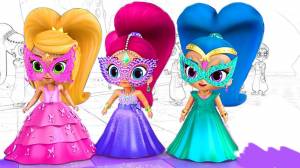 Раскрашиваем джинов Шиммер Шайн и Лея на Балу Волшебная Раскраска для дтей