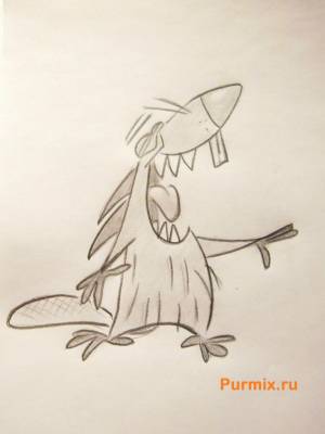 Как нарисовать Деггета Дуфуса из Крутых бобров карандашом