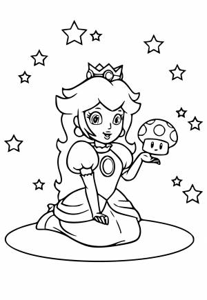 Раскраска Принцесса Пич Гриб