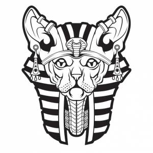 Стзованная кошка-сфинкс из древнего египта, изолированная на белом