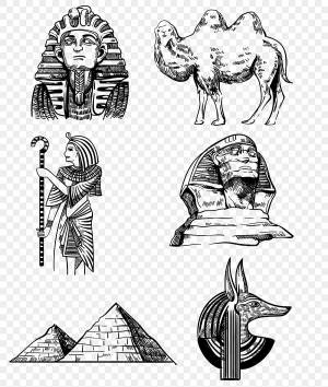 рисунок Египетский древний реалистичный ручной росписью черно белый линии орнамент PNG , рисунок крыла, рисунок крысы, черно белый рисунок PNG картинки и пнг рисунок для й загрузки