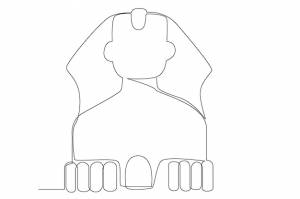 Древний египет иллюстрация простой линии одна линия концептуальный вектор для старой культуры фараона спинкс