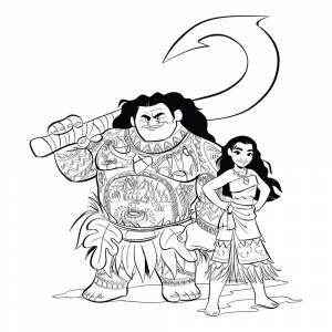 Раскраска Моана вместе с Мауи