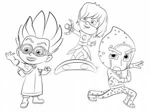 Черно-белые картинки Герои в масках для детей