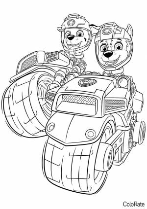 Раскраска Маршал и Чейз на мотоциклах