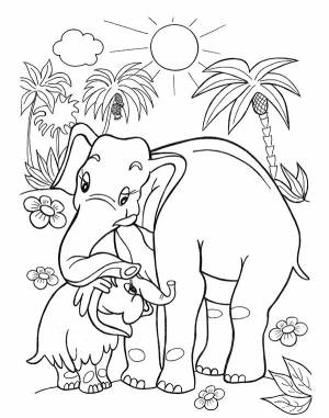 Раскраска Мама Для Мамонтенка для детей