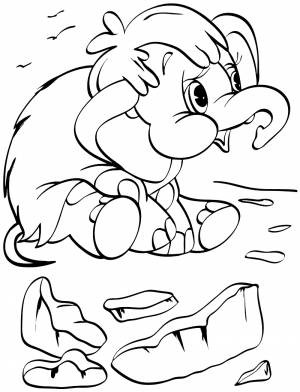 Раскраска «Мамонтёнок оттаял из льдины»