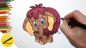 How to Draw a Mammoth from the cartoon Mother to baby mammoth