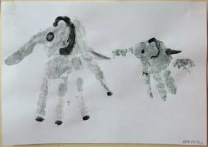 Рисунок ладошкой «Мама для мамонтенка»