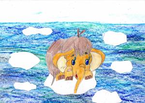 Мамонтенок на льдине рисунок