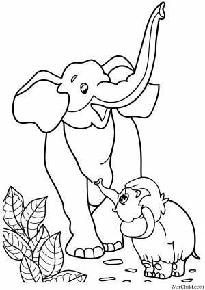 Раскраска мама для мамонтенка
