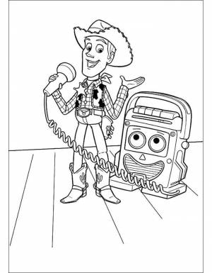 Раскраски Раскраска Вуди поет мультики, Download print coloring page