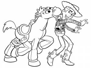 Раскраски Раскраска Вуди и его конь мультики, Download print coloring page