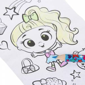 МЕШОК ПОДАРКОВ Кукла мини, раскраска, 4 карандаша, PVC, дерево, бумага, 14х22,5х3 см, 3 дизайна