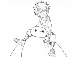 Раскраски героев, Раскраска Хиро и бэймакс город героев