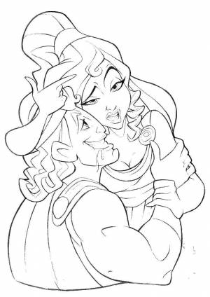 Раскраски Раскраска Геркулес обнимает мэг геркулес Барабан