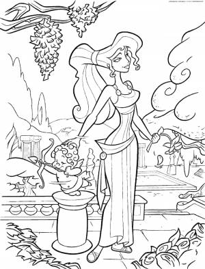Раскраски аскраска, Раскраска Мегара в саду Дисней мультфильм Геркулес Геркулес