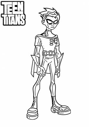 Раскраски Раскраска Робин юный титан юные титаны