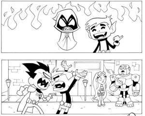 Раскраска Юные титаны вперед