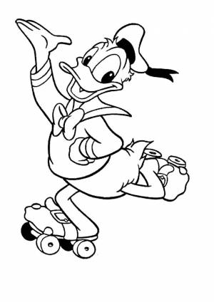 Раскраска Дональд Дак на роликах