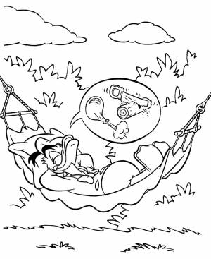 Раскраска Дональд Дак Отдых в гамаке