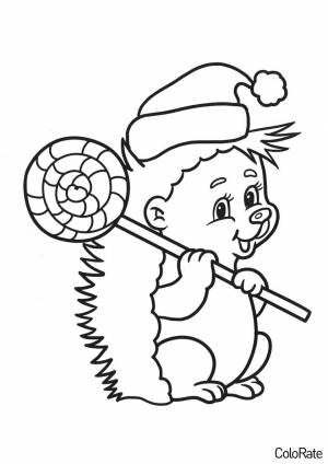 Раскраска Ежик с леденцом