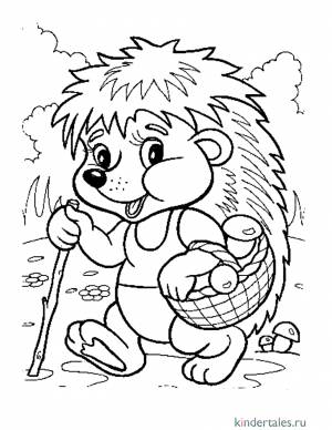 Ёжик с лукошком» раскраска для детей