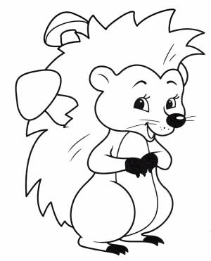 Раскраска Ежик нашел грибы