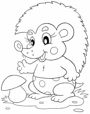 Раскраски Раскраска Ежик собирает грибы