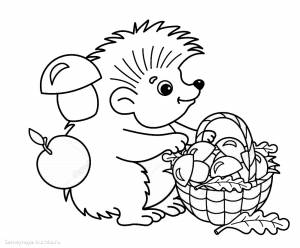 Ежик с грибами раскраска для детей