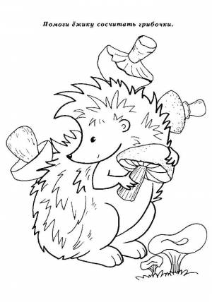 Раскраски Раскраска Ежик собирает грибочки